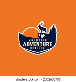 Adventure Hipster Mountain Outdoor Badge Logo Design Vector