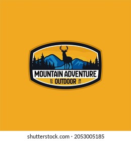 Adventure Hipster Mountain Outdoor Badge Logo Design Vector