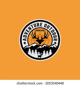 Adventure Hipster Mountain Outdoor Badge Logo Design Vector