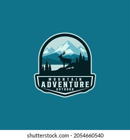 Adventure Hipster Mountain Outdoor Badge Logo Design Vector