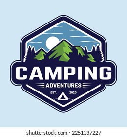 Adventure hunting and outdoor hiking logo for t-shirt design and vector graphic illustration