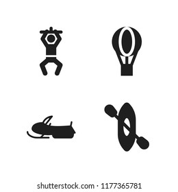 adventure icon. 4 adventure vector icons set. canoe, snowmobile and adventure sports icons for web and design about adventure theme
