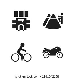 adventure icon. 4 adventure vector icons set. backpack, motorcycle and trekking icons for web and design about adventure theme