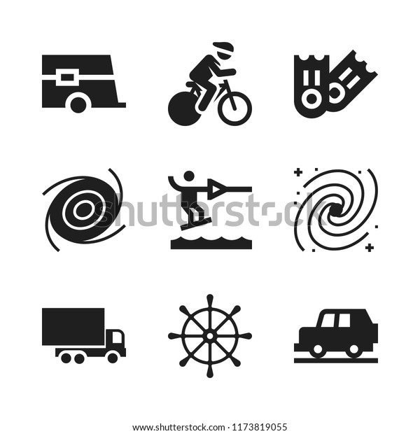 adventure\
icon. 9 adventure vector icons set. water ski, cycling and rudder\
icons for web and design about adventure\
theme