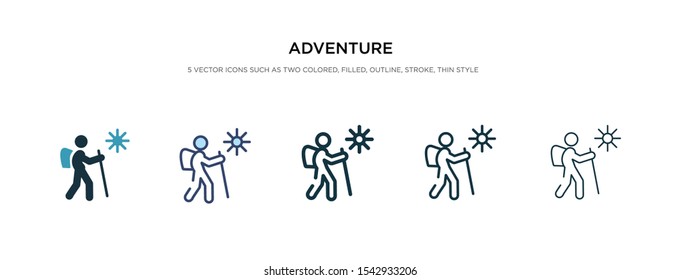 adventure icon in different style vector illustration. two color and black adventure vector icons designed in filled, outline, line and stroke style can be used for web, mobile, ui