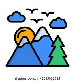 Adventure Icon Lineal Color Vector Illustration