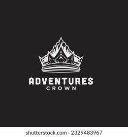 Plantilla de diseño de logotipo de icono de aventura. ilustración vectorial de la combinación de montaña y corona