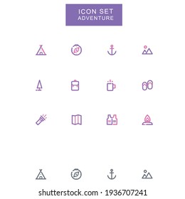 Adventure icon set Camping and outdoor vector