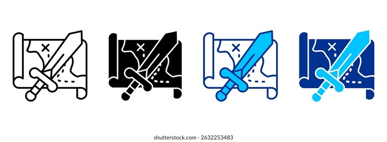 Ilustração de vetor de vários estilos de conjunto de ícones de aventura