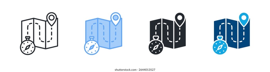 Adventure Icon Set Multiple Style. Design In Outline, Blue, Glyph, Dual Tone