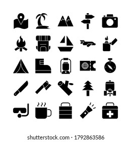 Adventure icon set vector solid for website, mobile app, presentation, social media. Suitable for user interface and user experience.