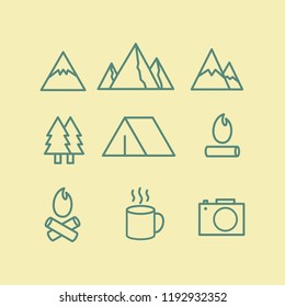Adventure icon set vintage colour