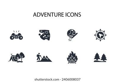 Adventure icon set.vector.Editable stroke.linear style sign for use web design,logo.Symbol illustration.