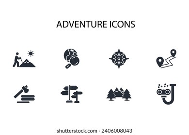 Adventure icon set.vector.Editable stroke.linear style sign for use web design,logo.Symbol illustration.