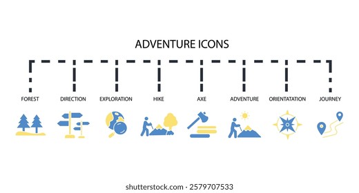 Adventure icon set.vector.Editable stroke.linear style sign for use web design,logo.Symbol illustration.