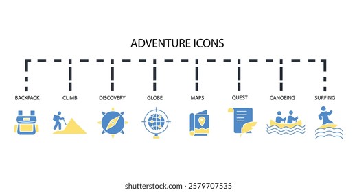Adventure icon set.vector.Editable stroke.linear style sign for use web design,logo.Symbol illustration.