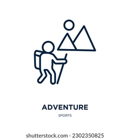 adventure icon from sports collection. Thin linear adventure, hiking, sport outline icon isolated on white background. Line vector adventure sign, symbol for web and mobile