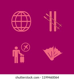 adventure icon. adventure vector icons set flippers, tourist flying, globe and skiing