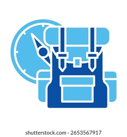 Abenteuersymbole im blauen Stil, Vektorgrafik