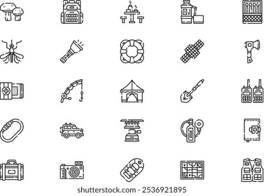 Adventure icons collection is a vector illustration with editable stroke.