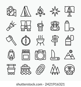 Adventure icons set. Travel, tourism, holiday, journey, recreation icons collection. vector illustration