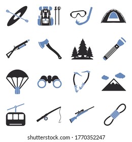 Adventure Icons. Two Tone Flat Design. Vector Illustration.