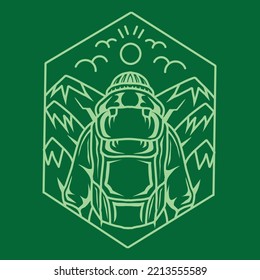 adventure illustration Monoline Vector Logo, vacation vintage badge, creative emblem Design For Business