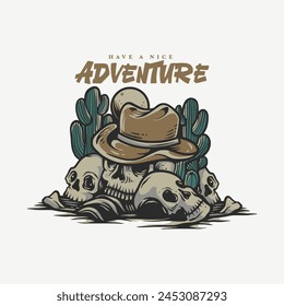 Adventure illustration. Vector graphics for t shirt prints and other uses