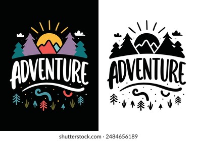 Aventura Inspirational Motivational Quotes Tipografía Camiseta Diseño Ilustración vectorial