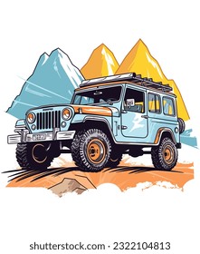 Adventure Jeep vector design, Adventure car design on white background