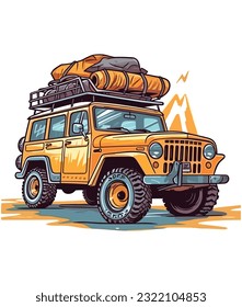 Adventure Jeep vector design, Adventure car design on white background