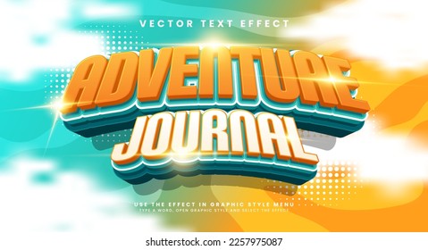 Adventure journal 3d editable vector text style effect, suitable for wild adventure themes