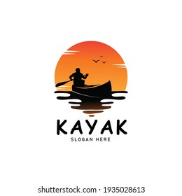 Adventure kayak logo outdoor vector illustration design