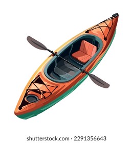 Adventure kayak paddling fun icon isolated