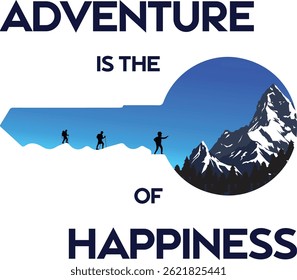 "Adventure is the key of happiness" quote creative typography design