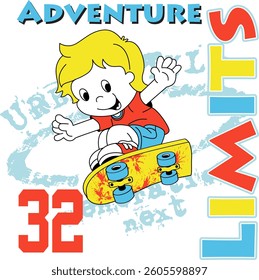 Adventure Kid Skateboarding Illustration nice