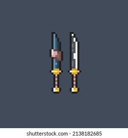 adventure knife with scabbard in pixel sytle