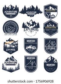 Adventure label logo templates. classical flat sketch