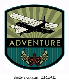 Adventure label, vector illustration
