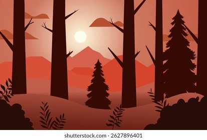Ilustración plana de fondo de paisaje de aventura