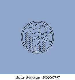 adventure landscape vector logo symbol illustration design, mountain view logo design
