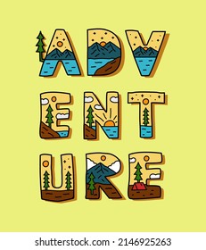 Adventure "letter" with nature camp design inside