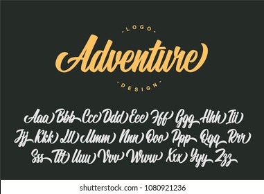 Adventure lettering alphabet. Vector font. 