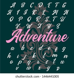 Adventure lettering alphabet. Vector font.