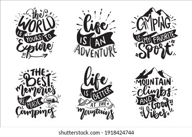 Adventure Lettering Quotes Poster, Camping Quotes, Adventure time quotes for T-Shirt design, Cut Files Design