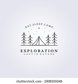 adventure life, camping forest wood logo vector illustration design icon symbol background template label print apparel