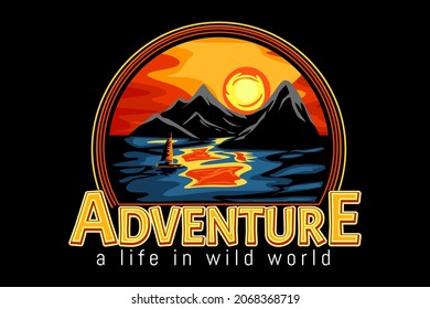 adventure life in wild world hand draw design