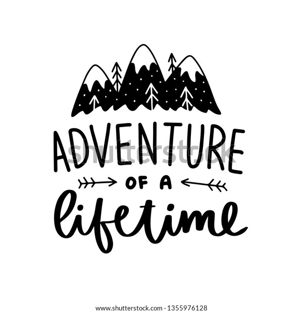 Vektor Stok Adventure Lifetime Vector Typography Motivational Poster