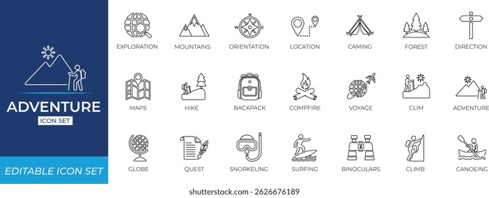Adventure line icon set. Vector illustration