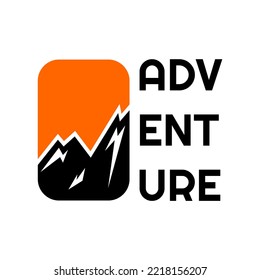adventure logo, climb hills and mountains	